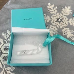 Tiffany& Co Crystal Candy Cane Ornament Christmas Holiday Decor w/ Box- RARE